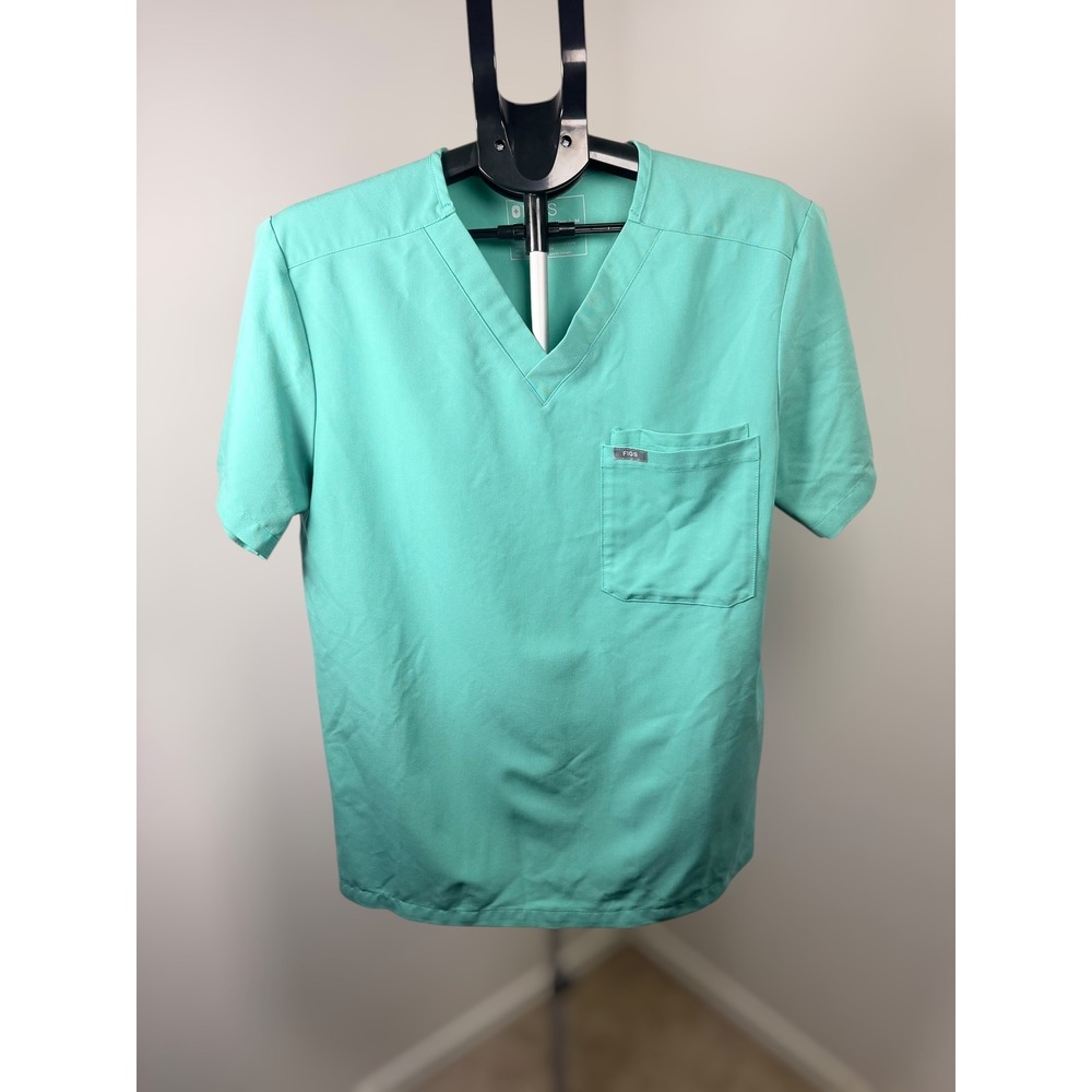 FIGS Leon Technical Collection Scrub Top Mint Green Men's Nurse Size M V-Neck